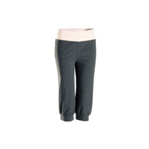 3/4-Hose sanftes Yoga Damen Ecodesign grau/rosa