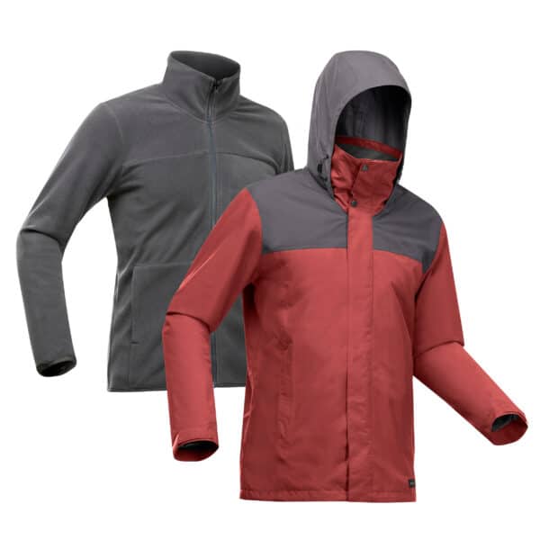 3-in-1-Jacke Travel 100 wasserdicht Komfort bis 0 °C Herren rot