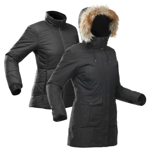 3-in-1-Jacke Travel 900 Warm wasserdicht Komfort bis -15 °C Damen schwarz