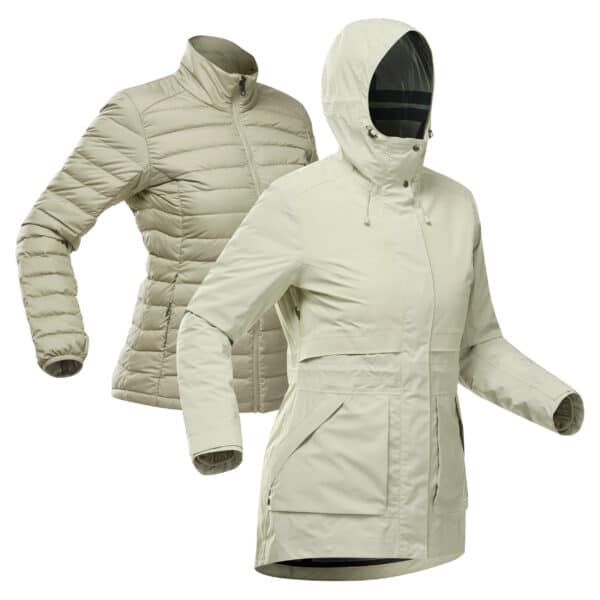 3-in-1-Jacke Travel 900 wasserdicht Komfort bis -10 °C Damen beige