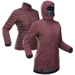 3-in-1-Jacke Travel 900 wasserdicht Komfort bis -10 °C Damen bordeauxrot