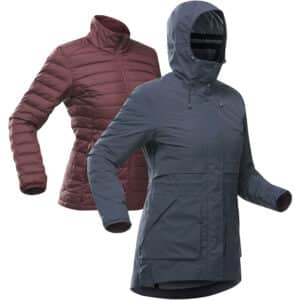 3-in-1-Jacke Travel 900 wasserdicht Komfort bis -10 °C Damen marineblau