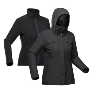 3-in-1 Winterjacke Travel 100 wasserdicht Komfort bis 0 °C Damen schwarz