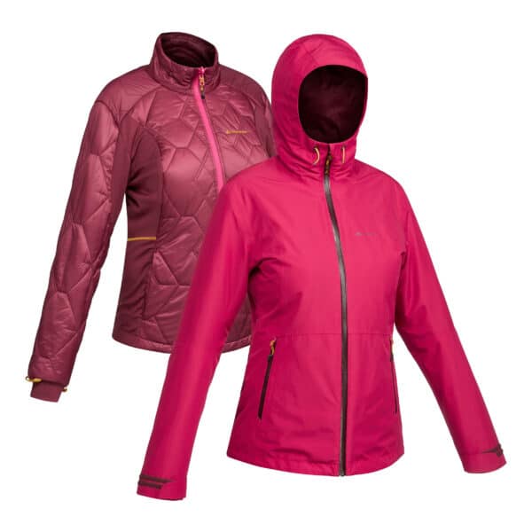 3-in-1 Winterjacke Travel 500 wasserdicht Komfort bis -8 °C Damen pink