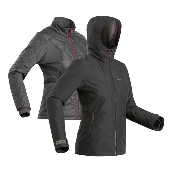 3-in-1 Winterjacke Travel 500 wasserdicht Komfort bis -8 °C Damen schwarz