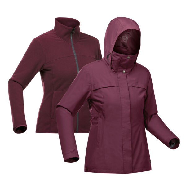 3-in-1 Winterjacke Trekking Travel 100 wasserdicht Komfort bis 0 °C Damen rot