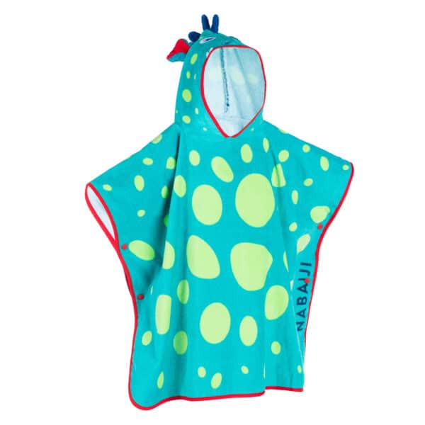 Bade-Poncho Baumwolle Drache Baby blau/grün