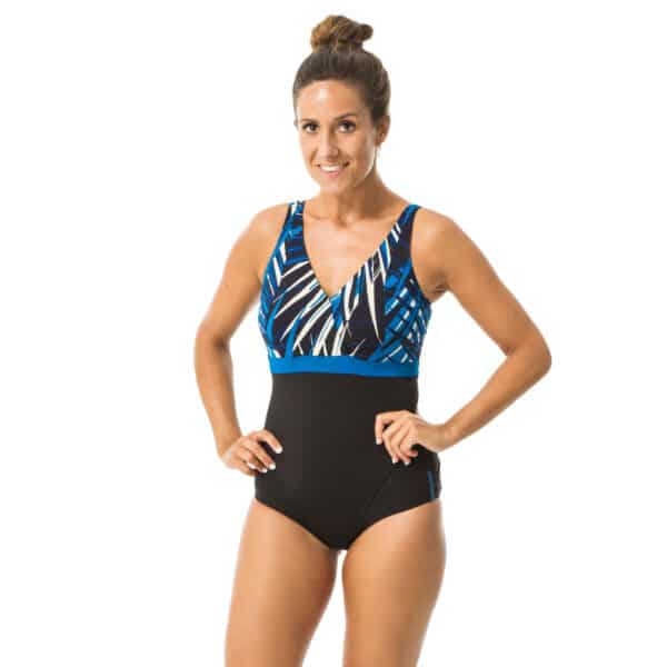 Badeanzug Aquagym Mia Tree Cup-Größe D/E Damen schwarz/blau