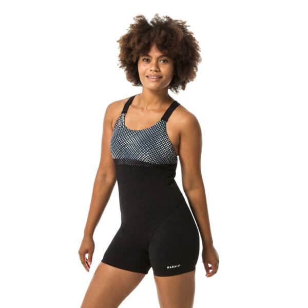 Badeanzug Shorty Elea Bul Aquagym Aqua-Cycling Damen schwarz/grau