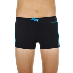Badehose Boxer 100 Plus Jungen chlorresistent schwarz
