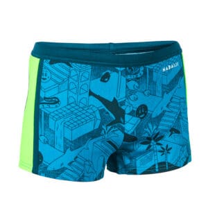 Badehose Boxer Yokob Jungen dunkelblau/neongrün