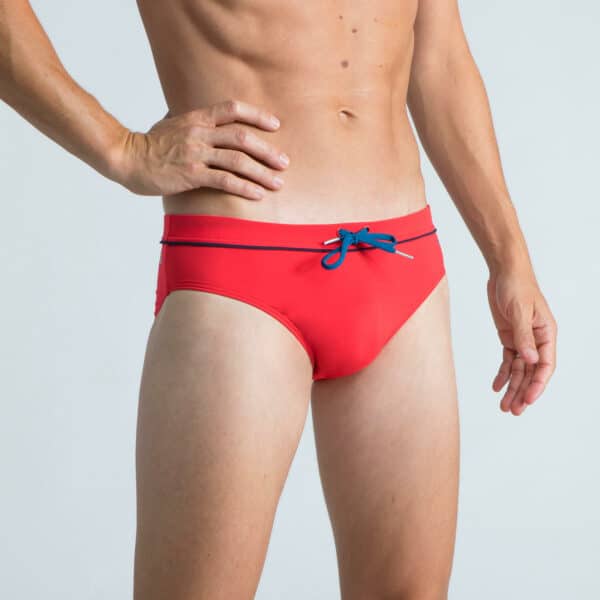 Badehose Slip 100 Pep Herren rot/blau