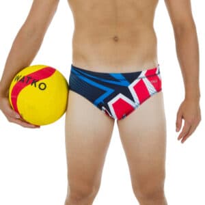 Badehose Slip Wasserball Motocross Herren blau