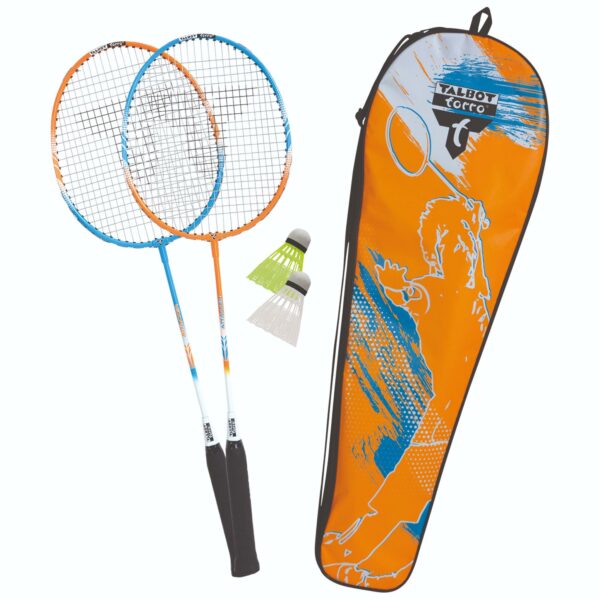 Badminton Set mit 2 Schlägern und 2 Kunststoff-Federbällen