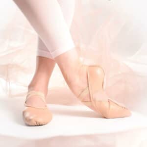 Ballettschuhe Halbspitze geteilte Sohle Leder weich Gr. 28–40 beige