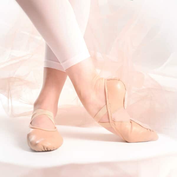 Ballettschuhe Halbspitze geteilte Sohle Leder weich Gr. 41–42 beige