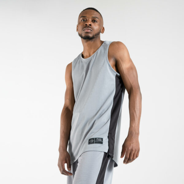 Basketballtrikot ärmellos T500 Herren grau