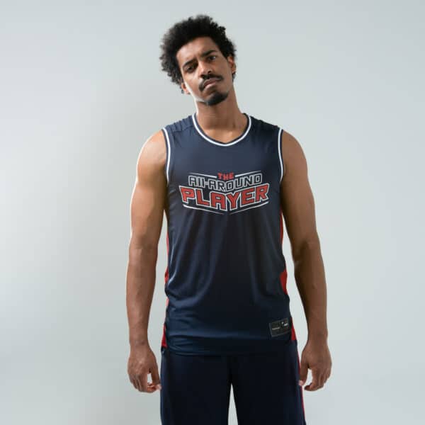 Basketballtrikot ärmellos wendbar T500 Herren blau/rot