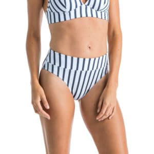 Bikini-Hose Damen hoher figurformender Taillenbund Nora Marin weiß/grau