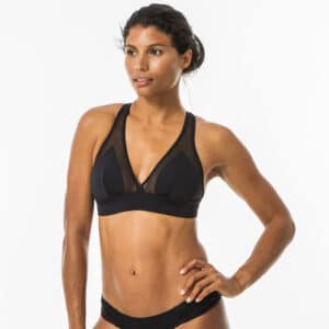 Bikini-Oberteil Damen Bustier Isa im Rücken verstellbar schwarz