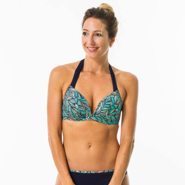 Bikini-Oberteil Damen Push Up mit Bügel Elena Foly grün/blau/gold