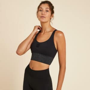 Bustier lang dynamisches Yoga schwarz