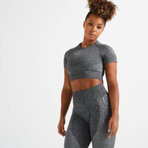 Crop Top Seamless T-Shirt Kurzarm Fitness nahtlos