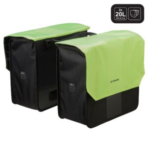 Doppel-Fahrradtasche Gepäcktasche 500 2 × 20 Liter schwarz/neongelb