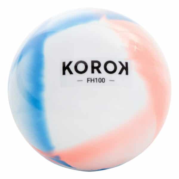 Feldhockeyball FH100 glatt blau/korallenrot