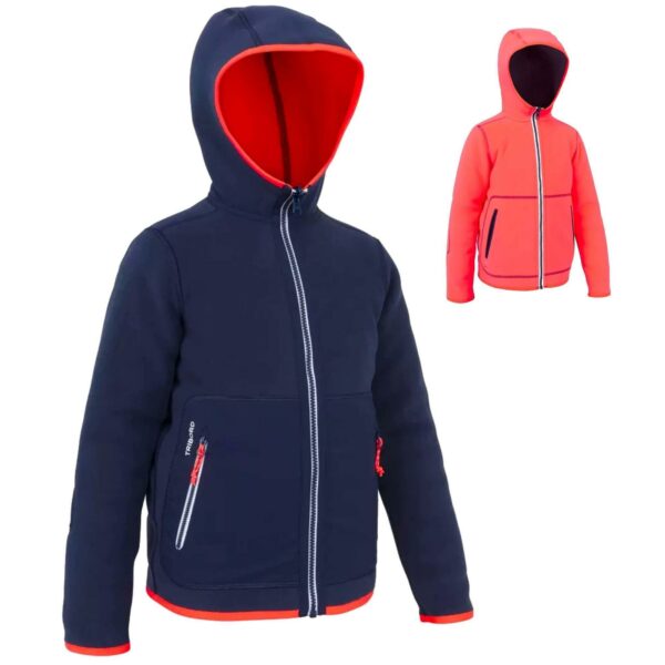 Fleecejacke Segeln Sailing 500 warm wendbar Kinder marineblau/rosa