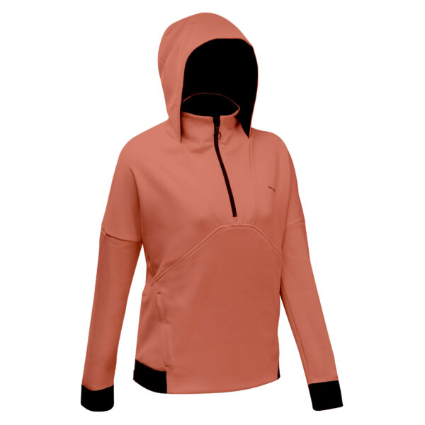 Fleecepullover Bergwandern MH500 Hoody Damen sepia