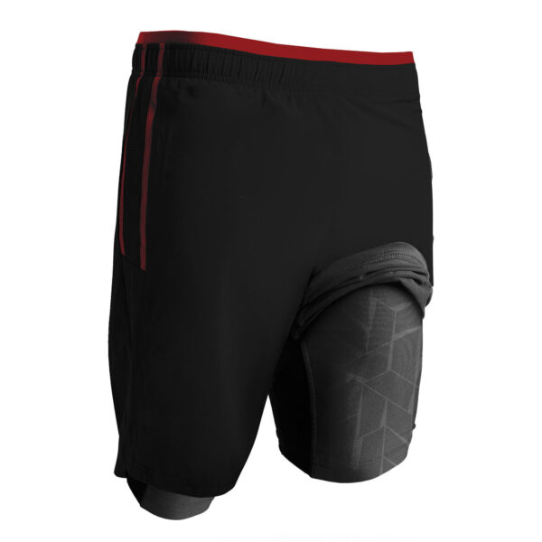 Fußballhose Traxium 3-in-1 Erwachsene schwarz/rot