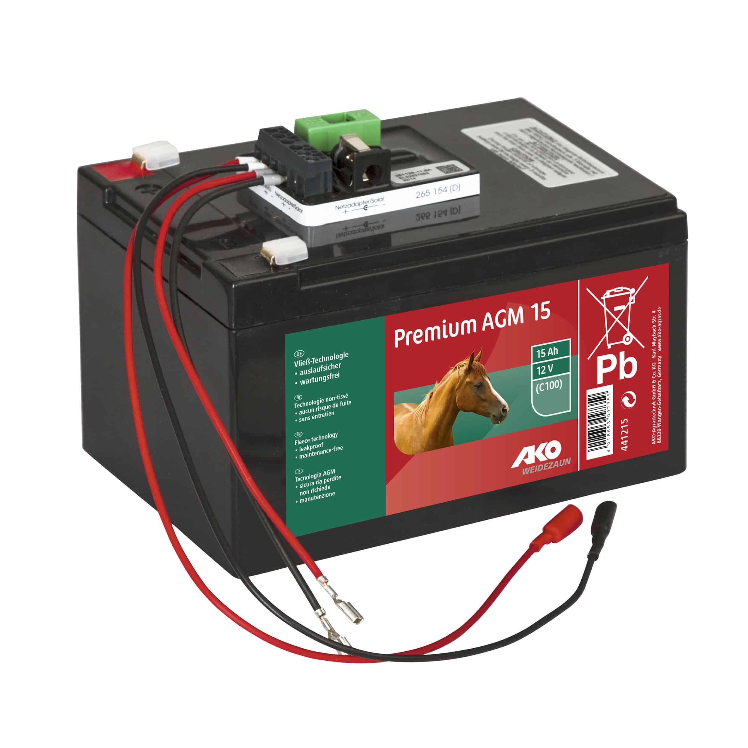 Gel-Akku 15Ah 12V für Elektroweidezaungerät Reitsport