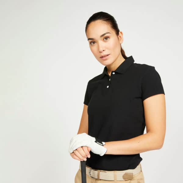 Golf Poloshirt kurzarm MW100 Damen schwarz