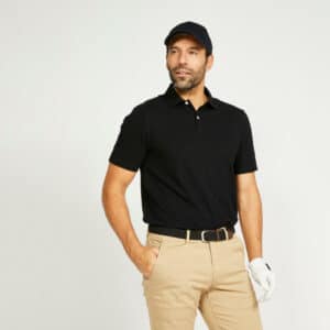 Golf Poloshirt kurzarm MW500 Herren schwarz