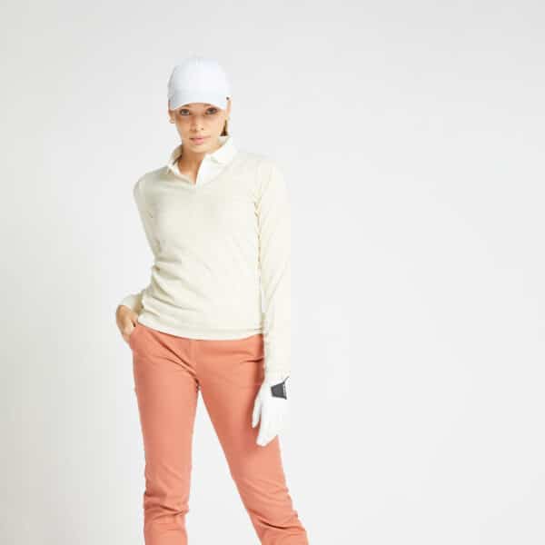 Golf Pullover V-Ausschnitt MW500 Damen ecru (Naturfarben)