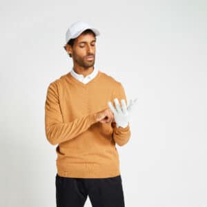 Golf Pullover V-Ausschnitt MW500 Herren nussbraun