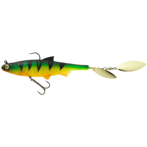 Gummiköder Shad mit Spinnerblättern Roachspin 120 Firetiger Spinnfischen