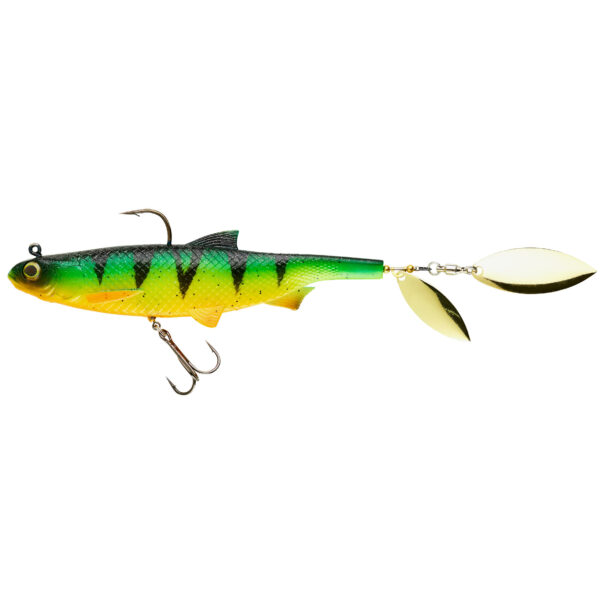 Gummiköder Shad mit Spinnerblättern Roachspin 150 Firetiger Spinnfischen