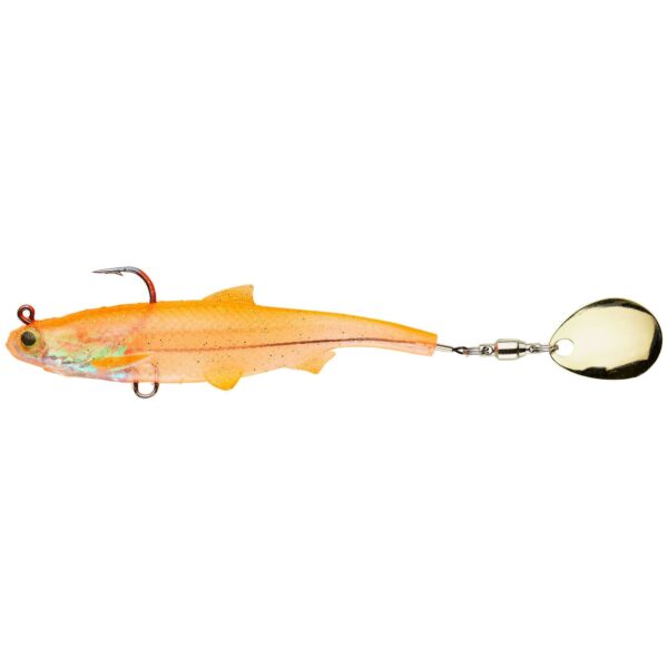 Gummiköder Shad mit Spinnerblatt Roachspin 70 orange Spinnfischen