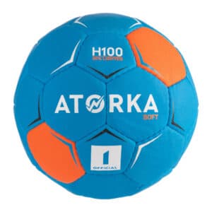 Handball H100 Soft Größe 1 Kinder blau/orange