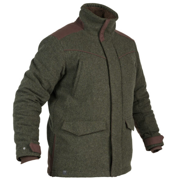 Jagdjacke 900 Wolle warm geräuscharm grün