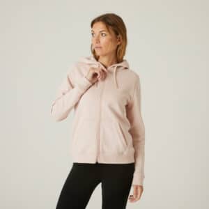 Kapuzenjacke warm Fitness Damen rosa