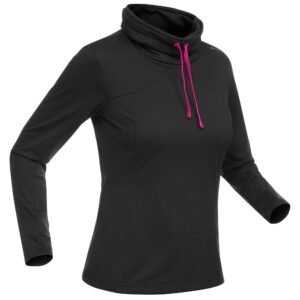 Langarmshirt Pullover Wandern SH100 warm Damen schwarz