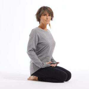 Langarmshirt sanftes Yoga Biobaumwolle Damen grau