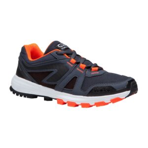 Laufschuhe Leichtathletik Kiprun Grip Kinder grau/schwarz/neonorange