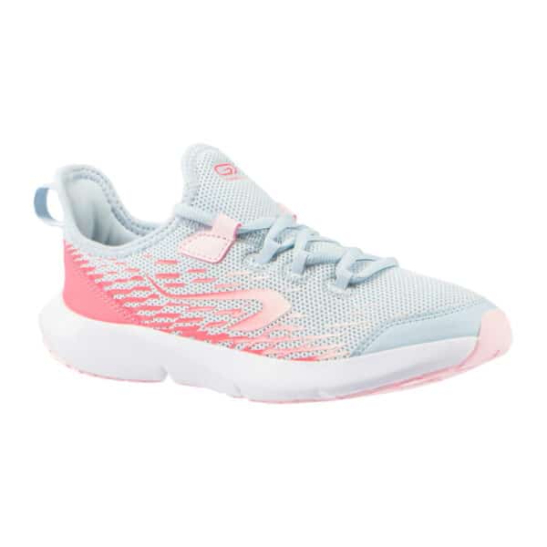 Laufschuhe Leichtathletik Schnürsenkel AT Flex Run Kinder grau/rosa