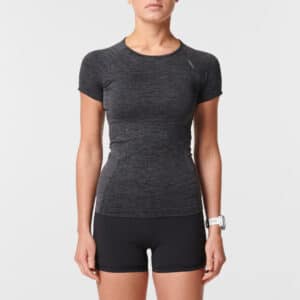 Laufshirt Kiprun Skincare Damen schwarz/grau