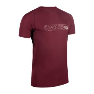 Laufshirt kurzarm Trail Herren bordeaux mit Grafikprint