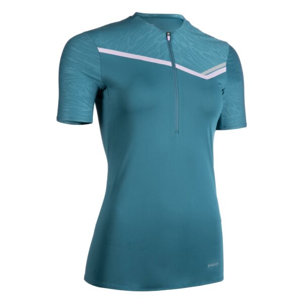 Laufshirt kurzarm Trail Zipp Damen blau